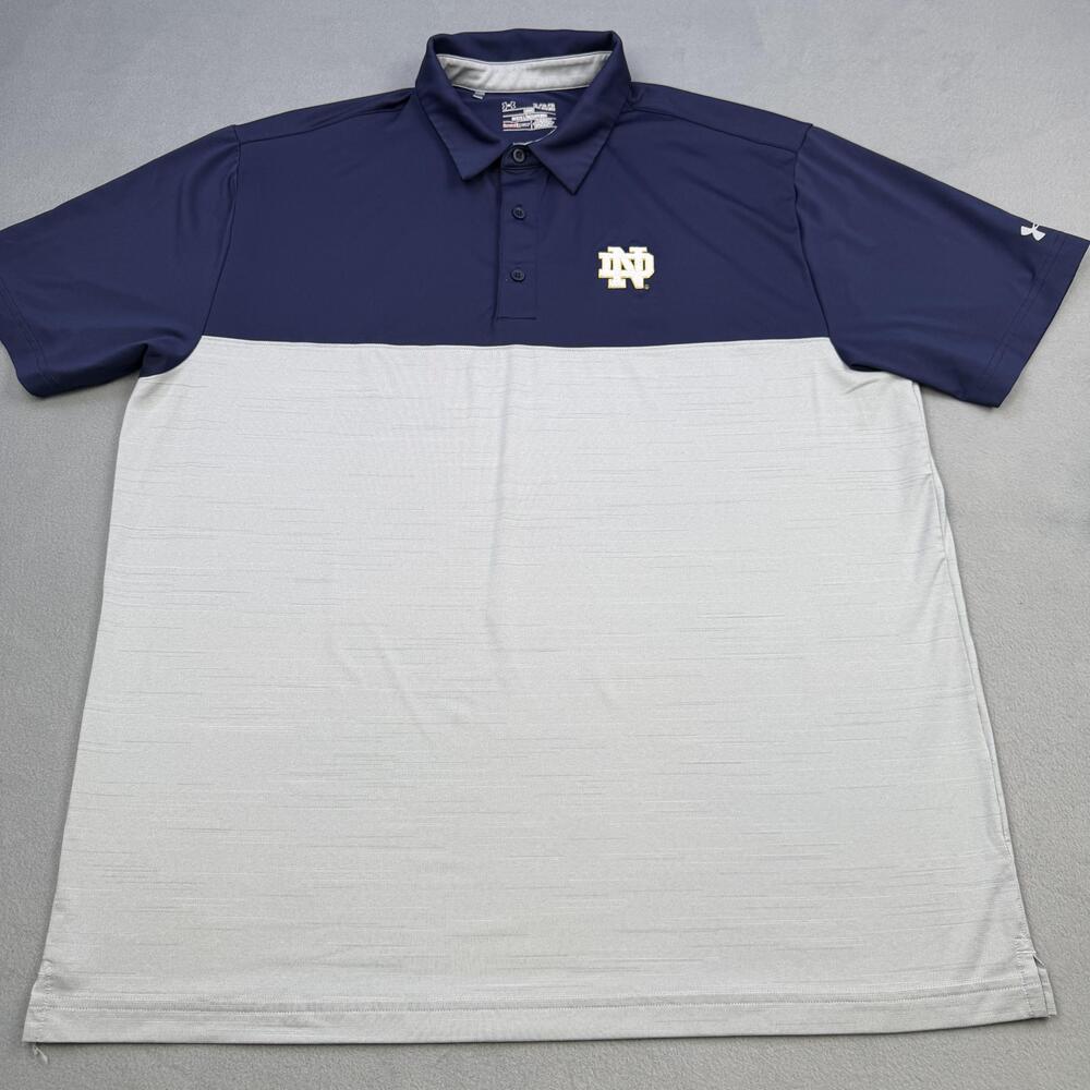 Notre Dame Fighting Irish Polo Shirt Mens XL Blue NCAA Football Under Armour